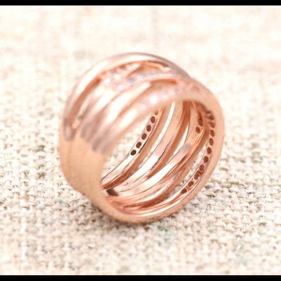 Sterling Silver Rose Gold Eternity Entwined Ring - Picture 6 of 8